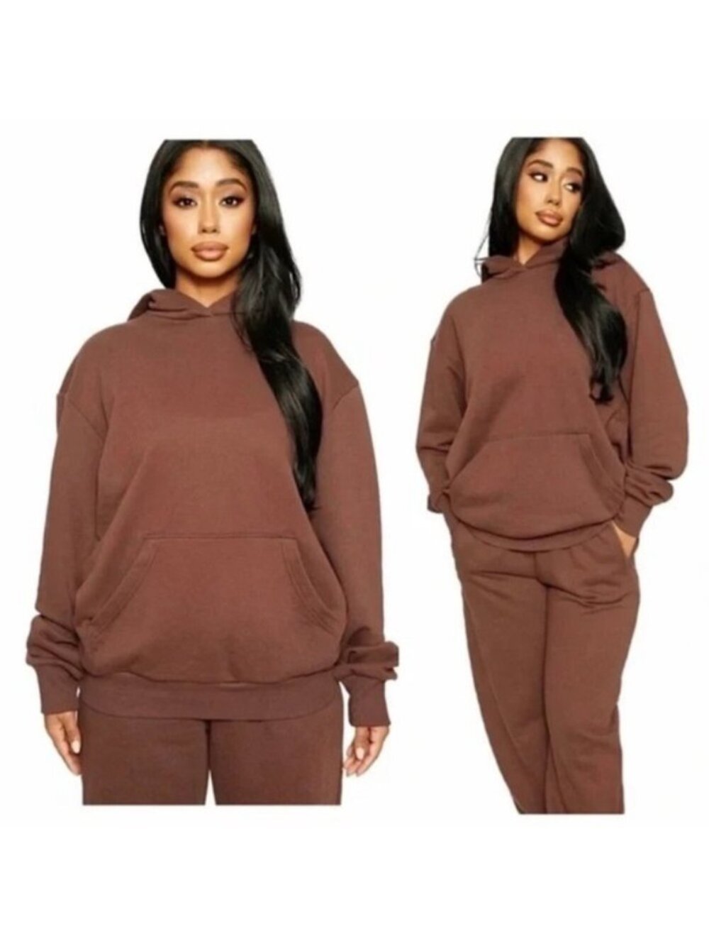 NWT Naked Wardrobe Keep It Chill Hooded Sweatshirt XS Chocolate Oversized Terry
